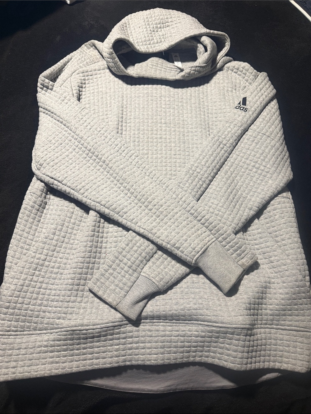adidas Light Gray Quilted Waffle Hoodie
